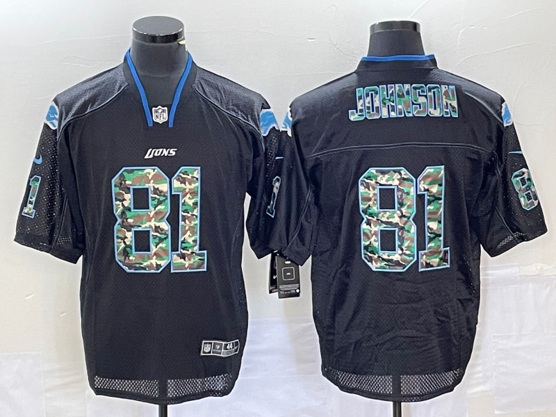 Men's Detroit Lions Calvin Johnson #81 Black Jersey